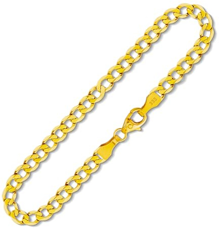 EDELIND Armband Herren 333 Echt Gold 3.9 mm Armkette Panzerkette 8K Gelbgold L 21,5cm Bracelet Goldarmband mit Schmuck Geschenk Box Made in Germany