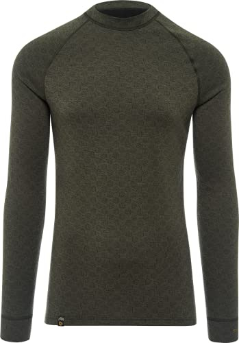 Thermowave Xtreme - Intimo termico da uomo, in lana merino, biancheria intima termica da uomo, traspirante, 220 GSM, verde foresta, nero, XXL