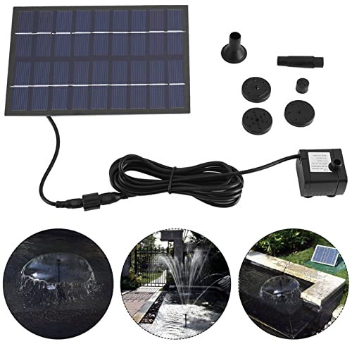 Solar Springbrunnen für Außen, Solar-Brunnenpumpe 9V 1,8W 200L/h Solar Teichpumpe mit 4 Fontänenstile PET-Solarpanel Angetriebene für Kleine Teiche, Pool Und Vogelbad, Aquarium, Wasserfall