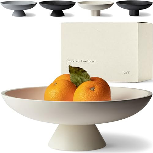 KIVY Concrete Fruit Bowl for Kitchen Counter - Large Decorative Bowl