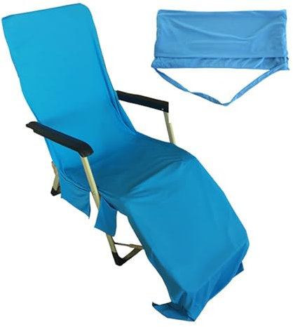 AWAVM Large Microfibre Lounger Towel,Sun Beach Towel Quick Dry Bathroom Pool Holiday,Sun Lounger Towels Lightweight For Holiday Garden Swim Pool Lounge with Pockets Purple 183x58cm (Blue)