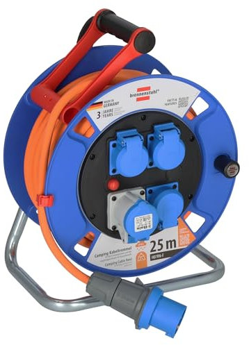 Brennenstuhl Garant Camping-Kabeltrommel/CEE 230V Kabeltrommel 25m (H07RN-F 3G2,5 Kabel in der Signalfarbe orange, für den ständigen Einsatz im Außenbereich IP44, Made in Germany)