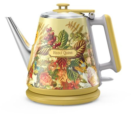 Hazel Quinn Bouilloire Electrique, 304 Acier Inoxydable et Sans BPA, Sans Fil et Avec Arrêt Automatique, Parois Doubles, 1 Litre, 1360 Watts, Imprimé Fleurie