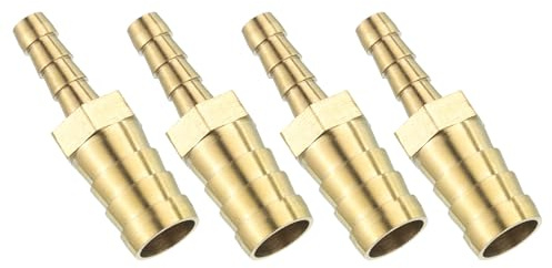 QUARKZMAN 12 mm x 6 mm slangkontakt mässing dubbel nippel koppling, 4 stycken slangkontakter bensinslang slanganordningar trädgårdsslang för anslutning av vattenslangar