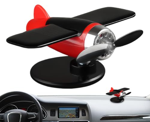 Senermter Avion Solaire - Modèle d'avion Tournant pour Tableau de Bord de Voiture - Figurine Automobile à Énergie Solaire pour Berline, Camion et Fourgon