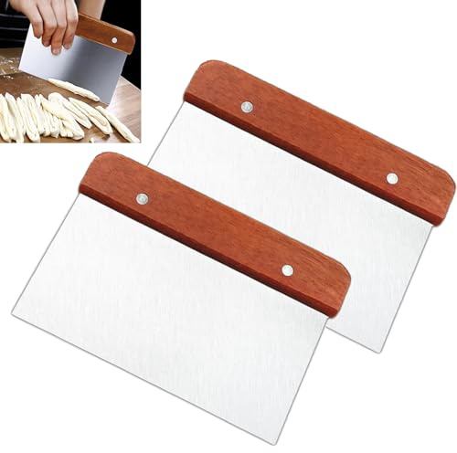 2 Stück Teigschaber Edelstahl, 15cm Teigschneider Küchenschaber Lebensmittelqualität Küchenspachtel Teigspachtel Teigmesser Schaber Küche für Kuchen Pizza Brotschneiden Nougat