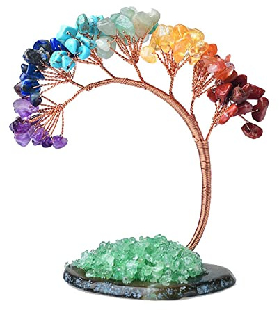 Mini albero dei soldi portafortuna con guarigione Reiki naturale, albero di cristallo con base in agata, decorazione spirituale per la meditazione e la buona fortuna, decorazione per la casa per ricc