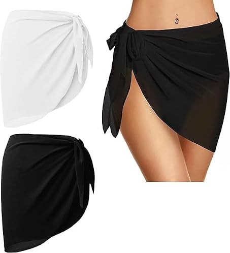 Zirax Set of 2 women’s beach sarongs, black and white