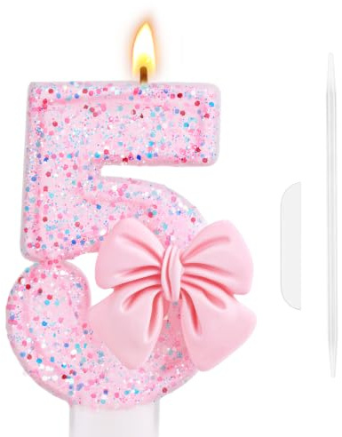 AYBUY Födelsedagsljus nummer 5, 3D Rosa Sladd
