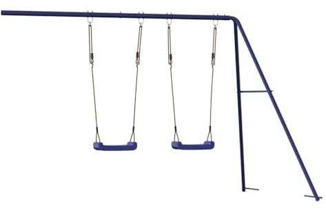 QUAHEAS Scivolo e altalena in polipropilene blu per casa giochi, torre da gioco e struttura da arrampicata, attrezzo da gioco da giardino per bambini, bambini e neonati, con nido, sabbiera, ginnastica