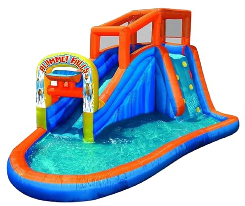 Banzai Plummet Falls Inflatable Water Park with Waterslide, Sprinkler, and Climbing Wall