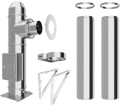 Edelstahlschornstein Bausatz - Doppelwandiger Schornstein aus hochwertigem Edelstahl in allen Längen und Durchmessern (Ø 150mm, 3,2m)