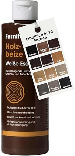 Furniture Clinic Wood Stain (White Ash) – Fast Drying, Highly Concentrated, and Easy-to-Apply Wood Stain for All Indoor & Outdoor Wood – Water Based & Non-Toxic – 500ml