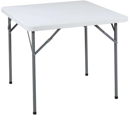 Briconess.com Tavolo Quadrato Pieghevole 85x85x74h cm con Struttura in Acciaio e Piano in ABS Square Table