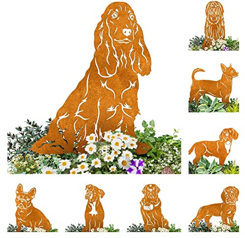 Terma Stahldesign Edelrost Hund Verschiedene Rassen, Handmade Germany, tolle gartendeko aus Rost-Metall, deko rostoptik, Rostfiguren Tiere, rostfiguren Garten, Rostdeko (Cocker Spaniel)