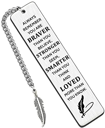 HULALA Inspirational Gifts for Women Men Stainless Steel Bookmark for Book Lover Student Friends Daughter Son Birthday Graduation Christmas Gifts Always Remember You are Braver