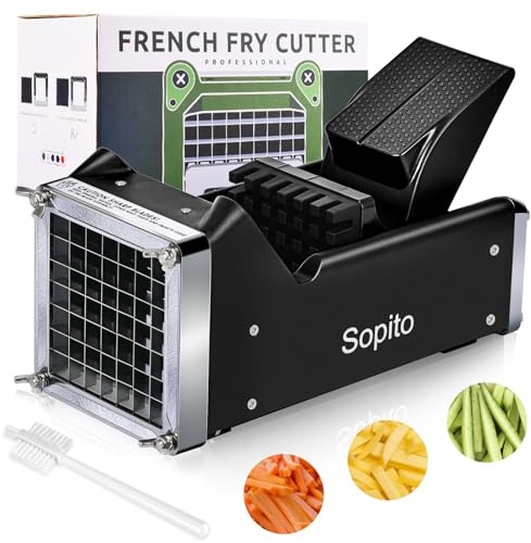 Potato Cutter, Sopito Home Made French Fry Cutter with 1/2 Inch Stainless Steel Blade Great for Potatoes Carrots Cucumbers