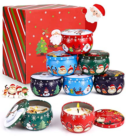 NEFLSI Duftkerze Set 8 Stück,Aroma Kerzen Weihnachtskerze Duftkerzen Geschenkset für Frauen Aromatherapie Kerzen Natürliches Sojawachs Kerze für Muttertag,Weihnachten,Geburtstag,Valentinstag,Bad Yoga
