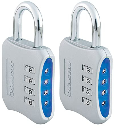 Master Lock Resettable Combination Locker Lock, Lock for Gym and School Lockers, Blue, 2 Pack, 653BLUE
