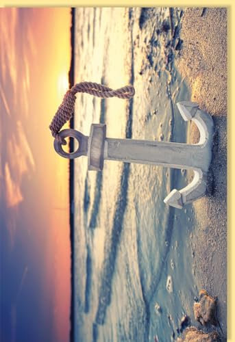 Skorpion Blankokarte maritim mit Anker am Strand Sonnenuntergang Doppelkarte für Grüße persönliche Botschaften hochwertige Grußkarte Meer Motiv - mit Umschlag