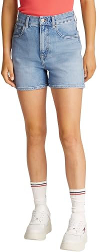 Tommy Jeans Damen Jeans Shorts Mom Short High Waist, Blau (Denim Light), 27W