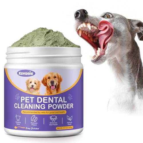 Plaque Off Powder for Dogs,100% Natural Dog Teeth Cleaning Powder,Dog Dental Powder,Dental Powder for Dogs Bad Breath,Reduces Plaque,Prevents Tartar and Improves Oral Health