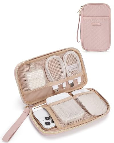 bagsmart Kabel Organizer, Electronic Bag Kabeltasche Organizer, Reise Zubehör Tasche, travel Essentials Ladegerät, Kabel, USB Stick, Mobile Phone Charging Cable, Rosa