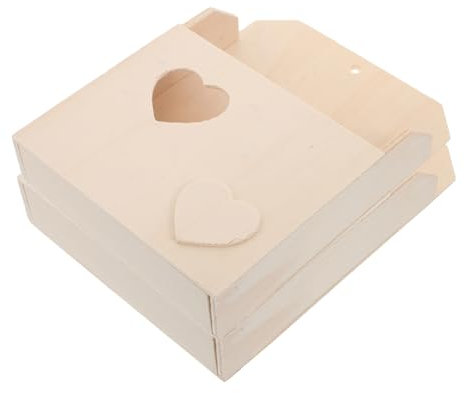 Sosoport 2PCS Love Envelope Box Unfinished Wooden Mailbox File Holder for DIY Crafts for Family Bonding Creative Playhouse Mailbox for Unique Decor