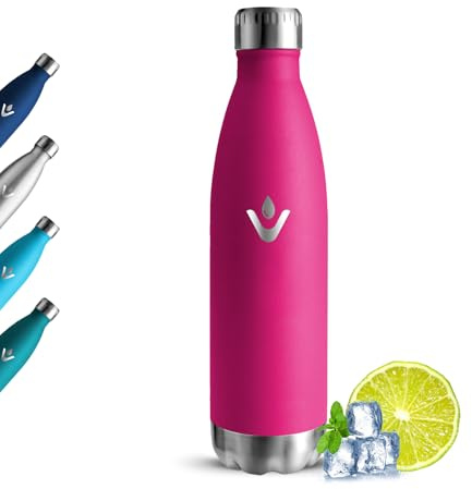 Grsta Borraccia Termica, Borraccia 500ml Senza BPA, Isolato Sottovuoto, Borracce Termiche a Prova di Perdite, Bottiglia Termica, Riutilizzabile Borraccia Acciaio Inox per Lavoro, Outdoor, Sport