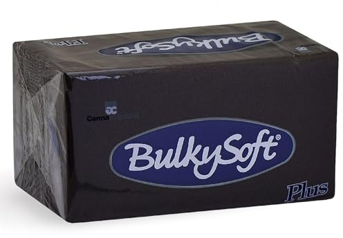 BulkySoft White Paper Napkins – 2-Ply Disposable Serviettes 33x33cm – Soft Tissue Napkins for Parties, Events, Catering – 200 Pack (Black)