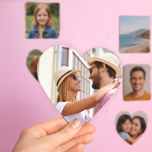Imanes para Nevera Personalizados en Forma corazón con Foto | Imán Flexibles y Magnéticos para Regalo romántico, Detalle Pareja y San Valetín | Pack de 5 y 9 Unidades | Compra Solidaria