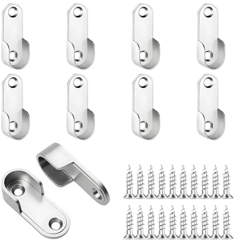 Lot de 10 supports de tringle à vêtements, ovales, en alliage de zinc, pour penderie, tringle de 15 mm de diamètre et 20 vis