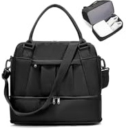 for Ryanair Airlines Underseat Cabin Bag 40x30x20 Weekend Overnight Carry on Holdall for Women Travel Duffel Sport Gym Tote Mum Hospital Bags with Wet Pocket,C01-Black