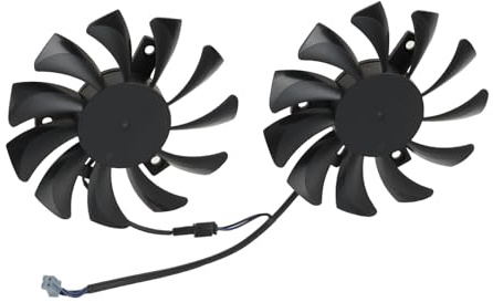 Briny River 1 par de ventiladores de repuesto para tarjeta gráfica de PC de 2 pines, ventilador de refrigeración GPU compatible con tarjeta gráfica MSI GTX 1050/1050 Ti