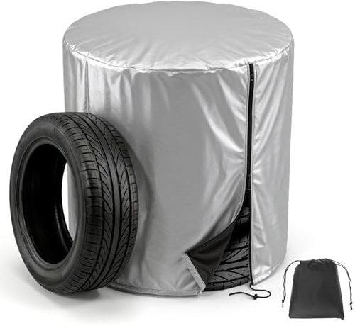 QWORK® Housses pneus, Housse de Pneu imperméable en Oxford 210D avec Fermeture éclair, pour 4 pneus de 18 à 22 Pouces