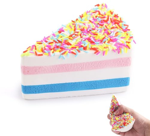 Anboor 12 cm regnbåge tårta randig tjock squish långsam återhämtning parfym kawaii fidget gåva barn vuxen autism födelsedag