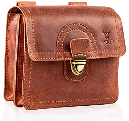 MATADOR Gürteltasche Herren Echt Leder Hüfttasche Malaga Vintage Braun Bauchtasche Damen Handtasche Ledertasche Handytasche