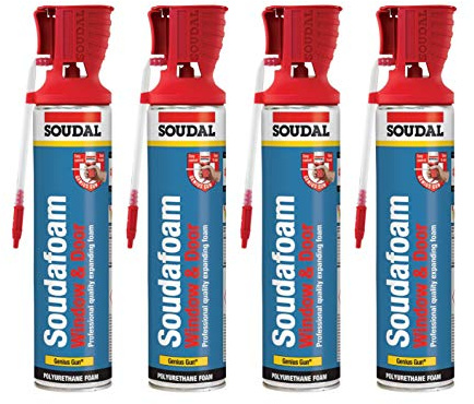 4 x Soudal Soudafoam Window & Door Genius Gun - 600ml