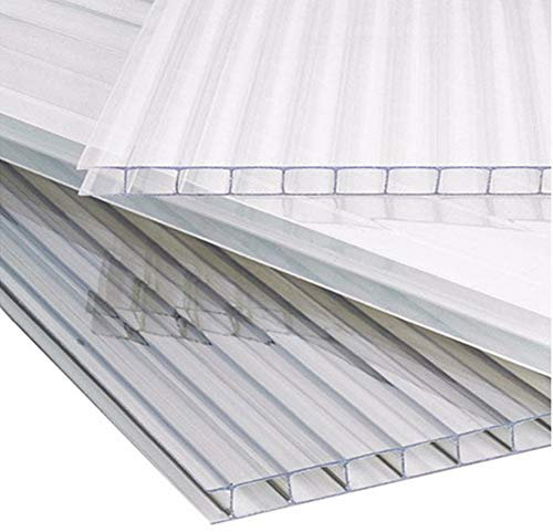 The Fellie 4mm Polycarbonate Greenhouse Sheets 14pcs Poly Plastic Roof Panel for Outdoor Canopy Carport Cold Frame Replacement Shed Panel, 61 x 122cm-Clear
