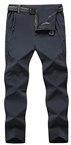 G&F Hombres Excursionismo Pantalones Impermeable Anti-Viento Softshell Pantalones con Cinturón Al Aire Libre (Color : Blue, Size : 7XL)