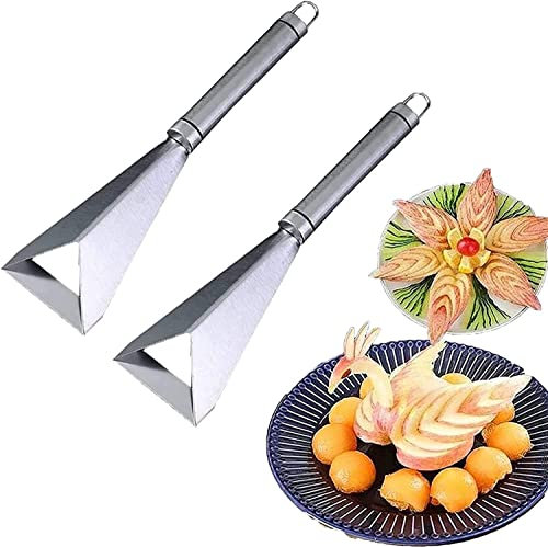 Lot de 2 couteaux à découper en acier inoxydable de forme triangulaire pour fruits et légumes, lames antidérapantes pour la maison, la cuisine, le restaurant