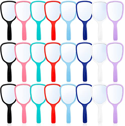 ZOOFOX 24 Pieces Hand Mirror, Small Handheld Mirror with Handle, Compact Makeup Mirror for Travel, Camping, Daily Use