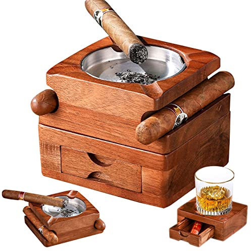 Holz Zigarren Aschenbecher Whiskey Untersetzer, Zigarrenaschenbecher, Aschenbecher Tablett, für Zuhause, Büro oder Bar, Männer Geburtstag Jahrestag