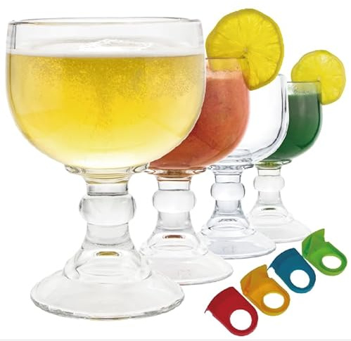 Chefcaptain Margarita Glass Schooner - Set Of 4 JUMBO SIZE 26.5OZ XL Goblet Crystal Style ZERO LEAD Shrimp Cocktail, Coronaritas, Margaritas 4 PACK (XL 26.5 OZ)