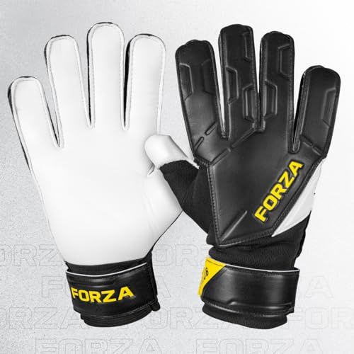 FORZA Club Goalkeeper Gloves [7 Sizes] - Adult & Kids Goalkeeping Gloves (Black, Size 9 (Adult))