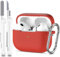 R-fun Compatible with AirPods Pro 2nd/1st Generation Case Cover with Cleaning kit, Full Protective Silicone for Apple AirPods Pro 2023/2022/2019 Charging Case[LED anteriore visibile],Red