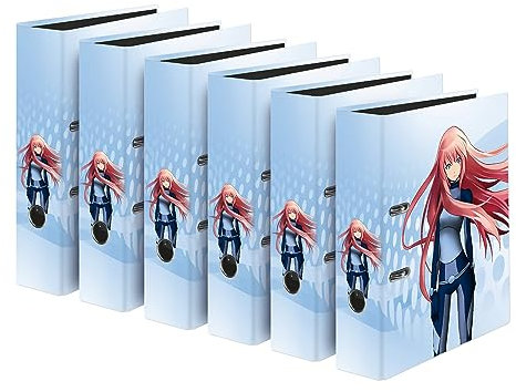 Original Falken 6er Pack Motiv-Ordner Rose. Made in Germany. 8 cm breit DIN A4 Ringordner Aktenordner Briefordner Büroordner Plastikordner Motivordner