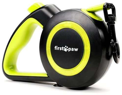 FIRSTPAW Correa Perro Extensible 5 Metros - Correa Retráctil Perro para Adiestramiento y Paseo con Cinta Reflectante 360º Sin Enredos - para Perros medianos y Grandes (hasta 50 kg)