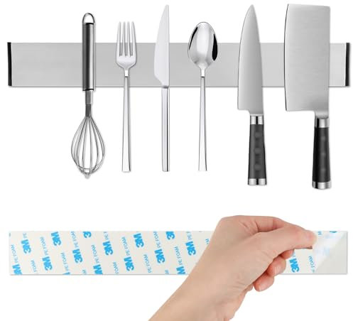 VFANDV Porta Coltelli Cucina Magnetico, Porta Coltelli Cucina in Acciaio Inox, Portacoltelli Magnetico Extra Forte, Sopporto per Coltelli per Coltelli da Cucina, Coltelli da Frutta, Forbici (40cm)