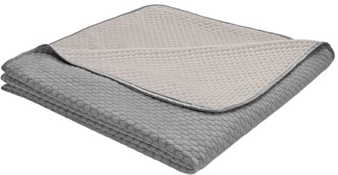 Ibena kühlende Decke 150x200 cm - Kühldecke, kühl, weich & waschbar,selbstkühlende Kuscheldecke für Sommer grau beige